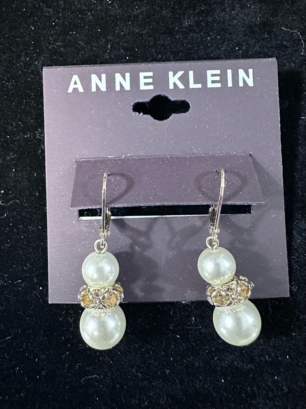Anne Klein Gold-Tone & Pearl Double Drop Earrings - Ivory Pearls